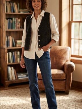 Button-Front Black Knit Vest – Women's Layering Top
